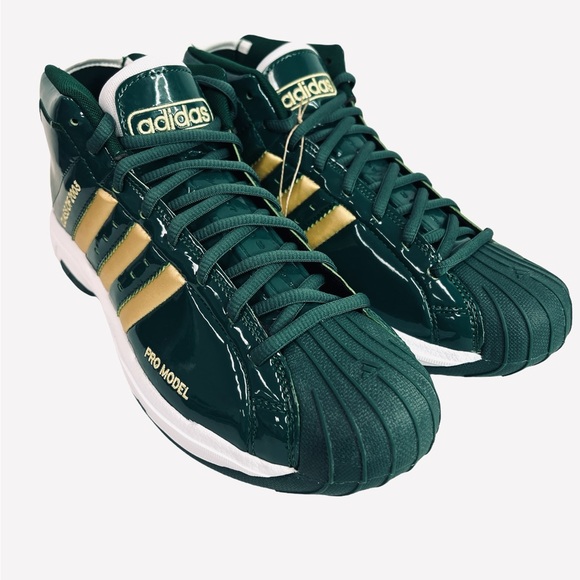 Adidas Pro Model 2G SVSM Low Cut Basketball Shoes Green/Gold FW3664 - Picture 3 of 11